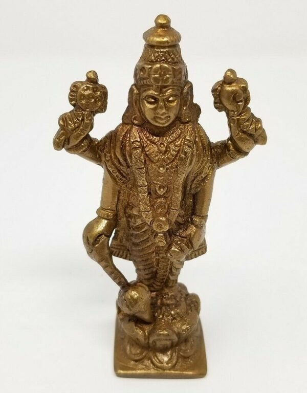 Hinduism Statues & Figures~Brass Antique Finish Lord Lord Vishnu 3.75"H 2"W Statue