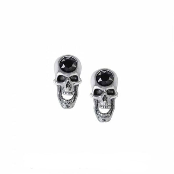 Alchemy Gothic Pewter Crystal SCREAMING SKULL - Stud Earrings