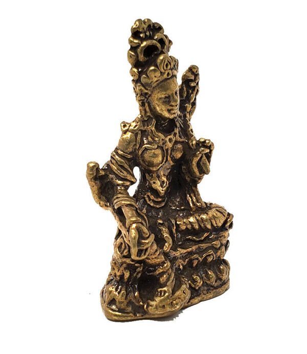 Hinduism Statues & Figures~Brass Antique Finish 1.25" Sitting Tara Mini Statue