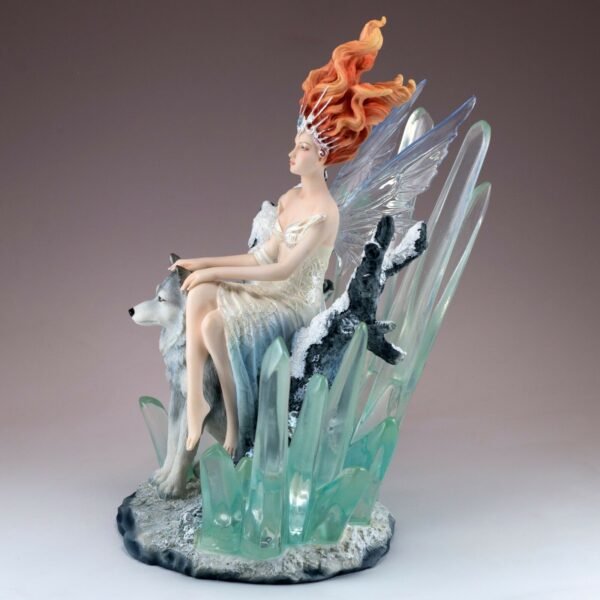 Fairy Collection~Crystal Fairy With Wolf Figurine Statue 9.5" High New In Box!