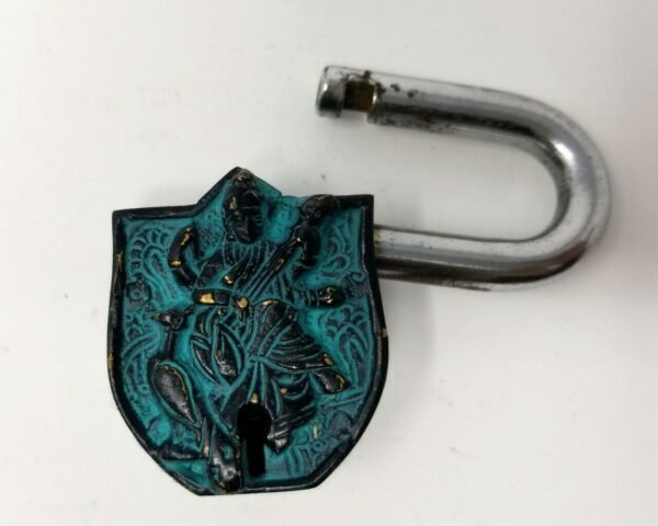 Hinduism Statues & Figures~Goddess Saraswati Antique Brass Lock 3.5"H 1.75"W (Antique Brass Patina Finish)