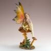 Fairy Collection~Golden Fairy On Mushroom Figurine Statue 9" High Clear Wings Resin New In Box!