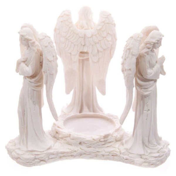 Home Fragrance~White Praying Angel Figurine Oil Burner with Glass Dish