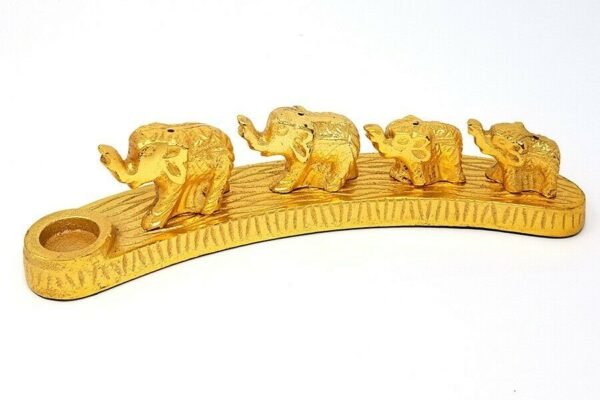 Home Fragrances ~NEW 4 Elephant in a row Metal cone incense stick Burner 9" Long