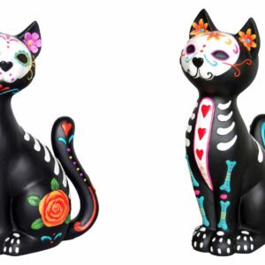 Magicun Giftware~Sugar Mexican Day Of The Dead Skull Cat Art Decoration Ornament Statue Figurine
