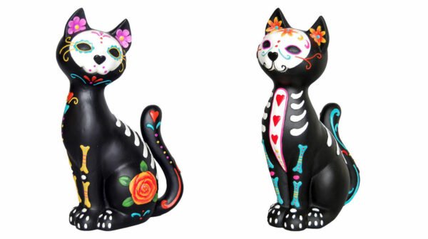 Magicun Giftware~Sugar Mexican Day Of The Dead Skull Cat Art Decoration Ornament Statue Figurine