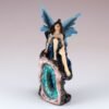 Fairy Collection~Mini Blue Fairy On Faux Geode Rock Figurine 4" High Resin New!