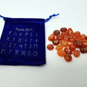 Runes & Stones~Carnelian Rune Set Healing 25 pc with Velvet Bag
