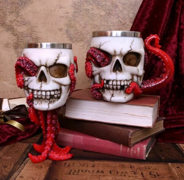 Magicun Giftware~Devoured Goblet 18cm Tankard 16cm Octopus Skull Beer Mug Wine Red Gothic Gift