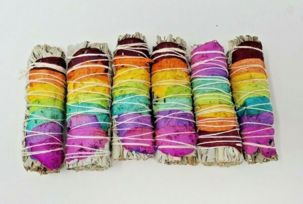 Palo Santo & Sage~5X California White Sage Smudge Sticks with Rose Petals 4" Negativity Removal