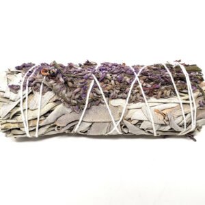 Palo Santo & Sage~White Sage & Purple "Royal" Lavender Flower Smudge Stick 4"