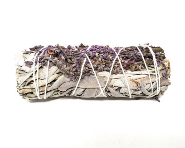 Palo Santo & Sage~White Sage & Purple "Royal" Lavender Flower Smudge Stick 4"