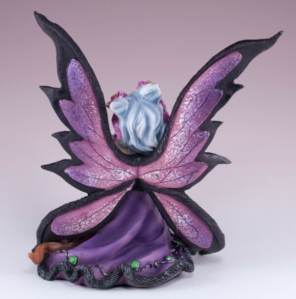 Fairy Collection~Purple Night Fairy With Lantern and Black Cat Figurine 6" High Resin New