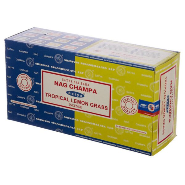 Home Fragrance~SATYA Sai BaBa Nag Champa & Tropical Lemon Grass Incense Sticks 12 x 14 sticks