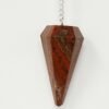 Magicun Stone~Red Jasper Pendulum with Chain, Faceted (Natural Crystal Stone)