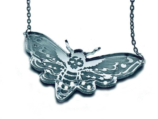 Curiology -MIRROR DEATHS HEAD MOTH - Necklace Silver Plated