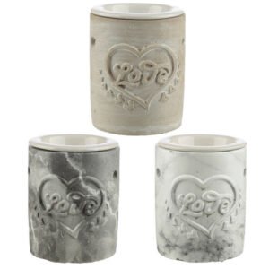 Home Fragrance~Love Heart Concrete & Ceramic Oil Burner - Simple Design Home Fragrance