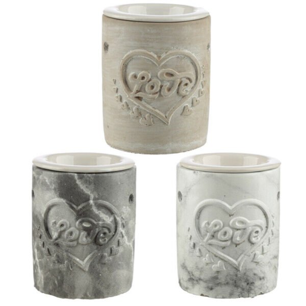 Home Fragrance~Love Heart Concrete & Ceramic Oil Burner - Simple Design Home Fragrance