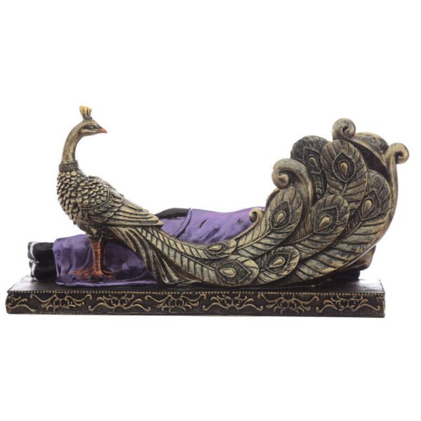 Home Decor~Purple and Black Thai Buddha with Peacock-Meditation