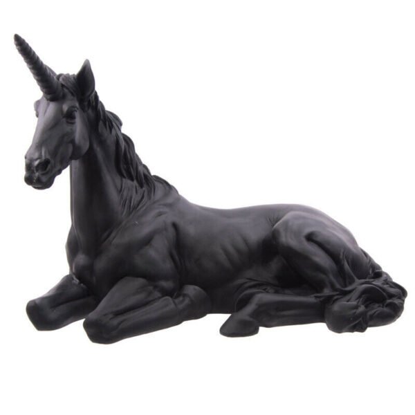 Home Decor~Lying Black Unicorn Garden Ornament Height 33cm Length 46cm Width 23cm