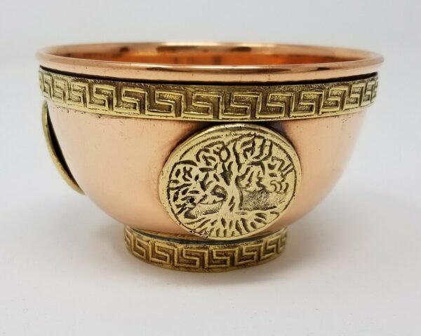 Wicca & Paganism~Tree of Life Copper Offering Bowl: Incense Resin Smudge Burner Holder Cauldron
