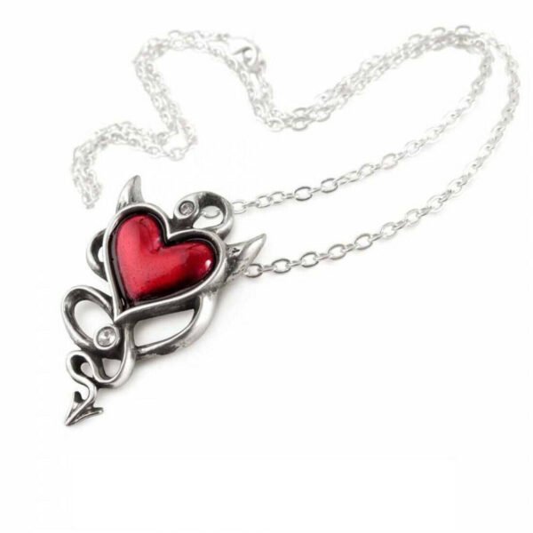 Alchemy Gothic - DEVIL Heart - Swarovski Crystal Heart Pewter Pendant