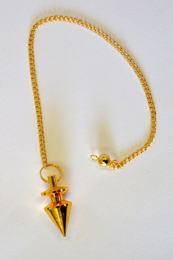 Magicun Stone~Gold Finish Pendulum 1.25"L with Chain 7.75"L