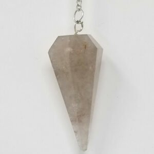 Magicun Stone~Smoky Quartz Pendulum with Chain, Faceted (Natural Crystal Stone)