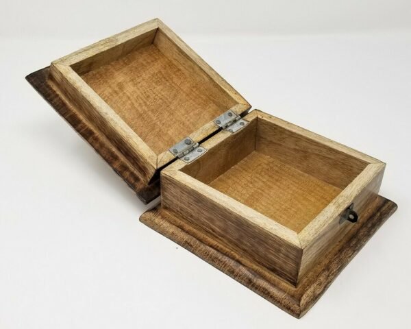 Wicca & Paganism~Lotus Hamsa Hand Wooden Carved Box, 4 x 6", Hand Carved, Brand New