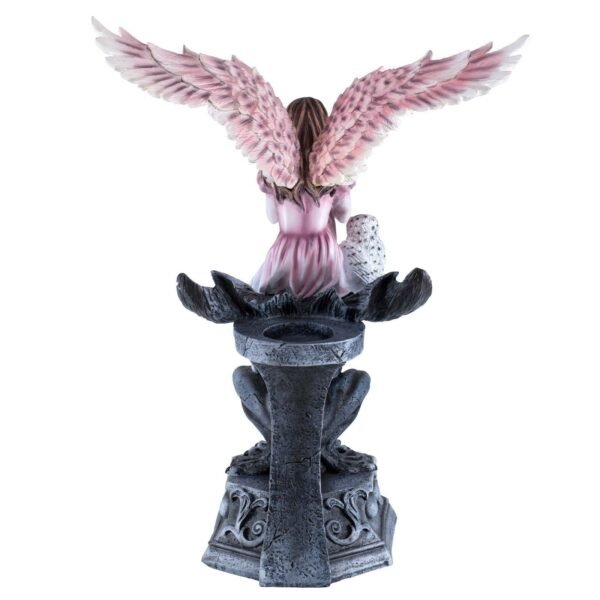 Fairy Collection~Pink Angel With Owl On Gargoyle Figurine Statue Feather Wing Fairy 13" High New