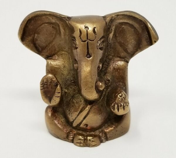 Hinduism Statues & Figures~Brass Antique Finish Ganesh w/ Big Ears Statue 2"H