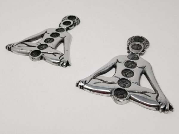 Home Fragrances ~Meditation Seven Chakras Design 5.5" Silver-Tone Metal Cone Incense Burner 2pcs