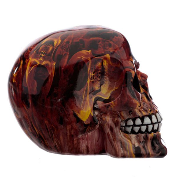 Home Decor~Fantasy Marble Flame Effect Skull Head Ornament Skeleton Fantasy Gothic Figurine