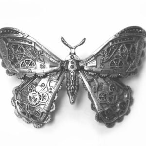 STEAMPUNK MOTH - Silver Pewter Colour Hair Barette