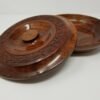 Wicca & Paganism~Carved Wooden Offering Bowl w/ Lid 10" Handmade Wood Round Floral Design