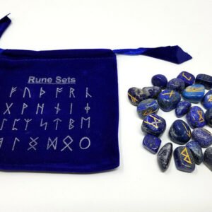 Runes & Stones~Lapis Stone Rune Set Healing 25 pc with Velvet Bag