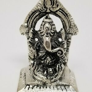 Hinduism Statues & Figures~Solid Brass Silver Antique Finish Ganesh 2"H