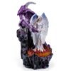 Fairy Collection~White Angel Fairy With Purple Dragon In LED Flames Figurine Statue 10"H New!
