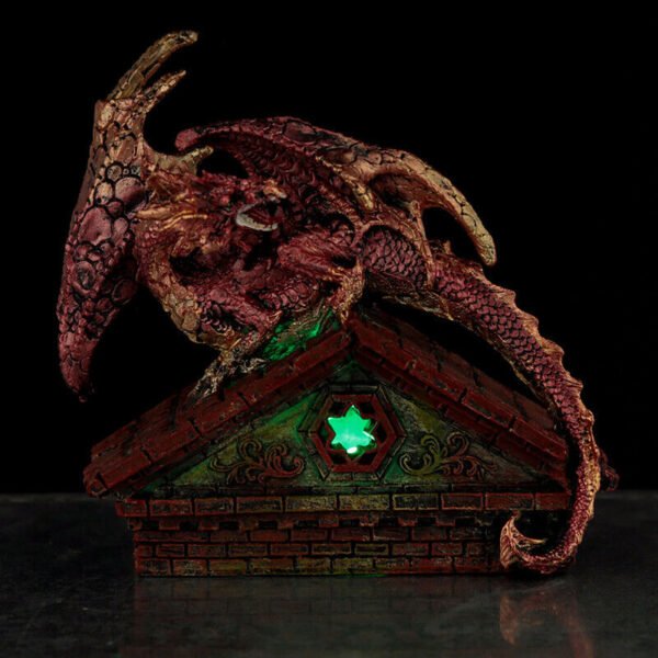 Collectable design~Stained Glass Window Roof Top LED Dark Legends Dragon Figurine