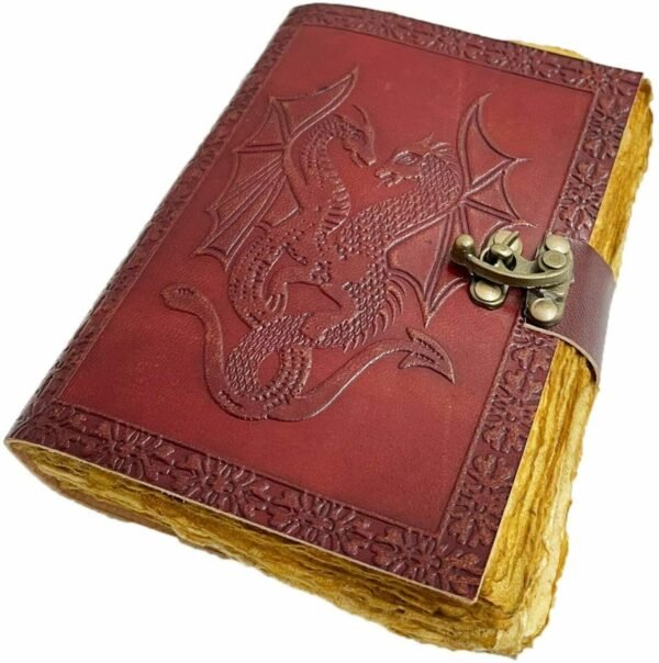 Home Decor~DOUBLE DRAGON Leather Journals Handmade Deckle Book Blank Notebook Bound Diary