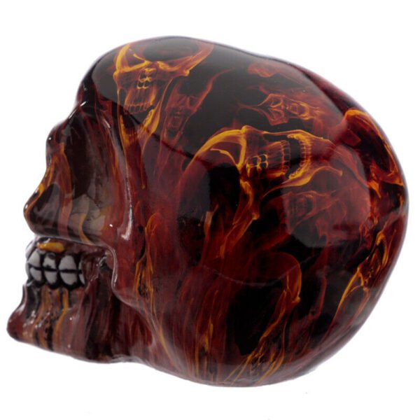 Home Decor~Fantasy Marble Flame Effect Skull Head Ornament Skeleton Fantasy Gothic Figurine