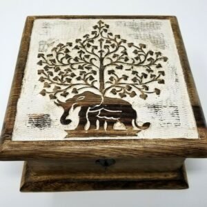 Wicca & Paganism~NEW Elephant Tree Wooden Carved Box, 4 x 6", Hand Carved, Brand New