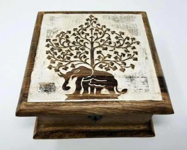Wicca & Paganism~NEW Elephant Tree Wooden Carved Box, 4 x 6", Hand Carved, Brand New