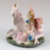 Fairy Collection~Mini Pink Fairy Sitting With Unicorn Figurine 2.25" High Glittery Resin New