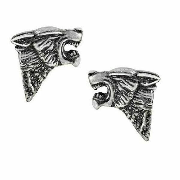 Alchemy Gothic Pewter - DARK WOLF - Stud Earrings