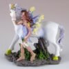 Fairy Collection~Mini Purple Fairy Walking With Unicorn Figurine 2.75" High Resin New!