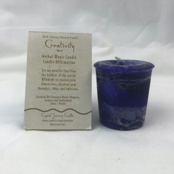 Magic Candle~Creativity Crystal Journey Reiki Charged Herbal Votive Candle - One Candle