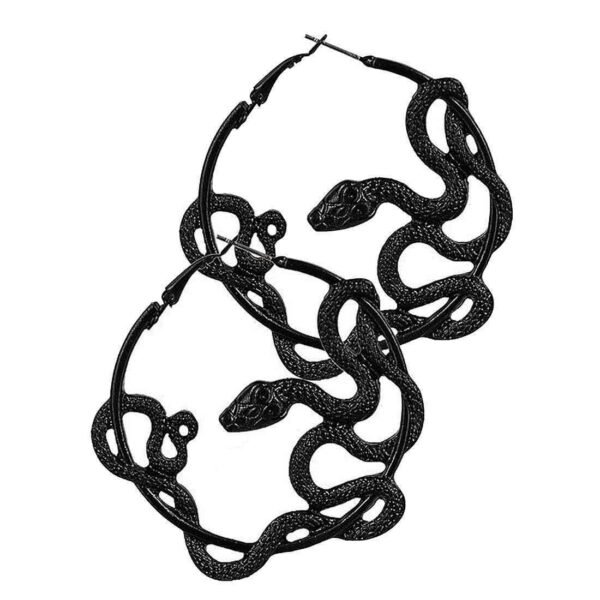 Entwined Earrings - Black Coloured Snake, Gothic Pagan, Mod Witch