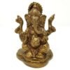 Hinduism Statues & Figures~Brass Antique Finish Sitting Ganesh Statue 2.5"H 1.75"W