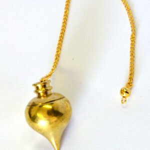 Magicun Stone~Gold Finish Pendulum w/ Compartment 1.25L w/ Chain 7.25"L